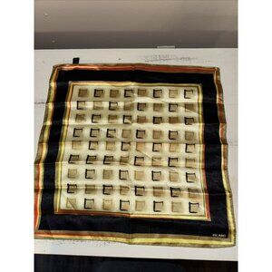 Vintage Picard Geometry Small Green Gold Red Black Pocket Square/ Scarf